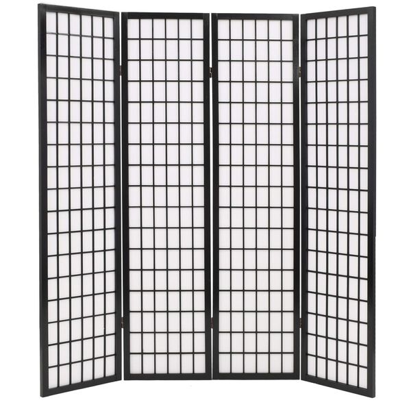 vidaXL Folding 4-Panel Room Divider Japanese Style 160x170 cm Black