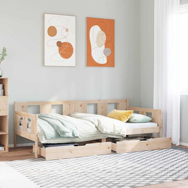 vidaXL Daybed with Drawers without Mattress 90x190 cm Single Solid Wood