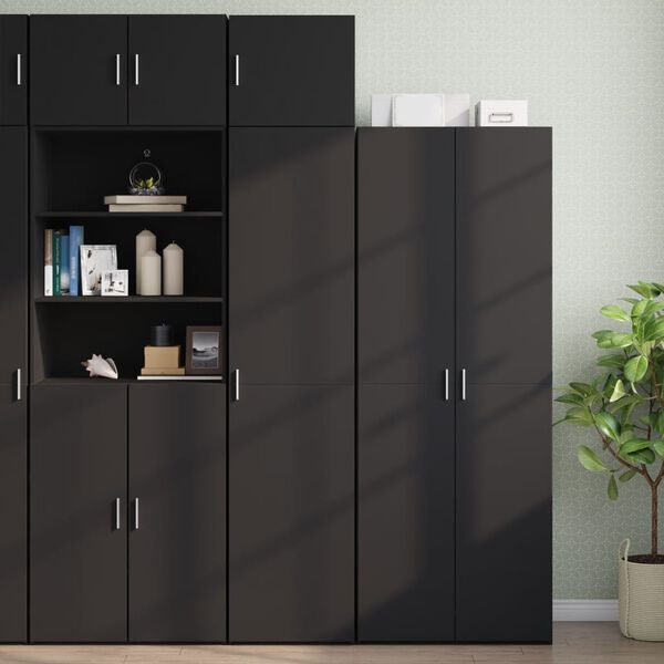 vidaXL Slim Storage Cabinet Black 45x42.5x225 cm Engineered Wood