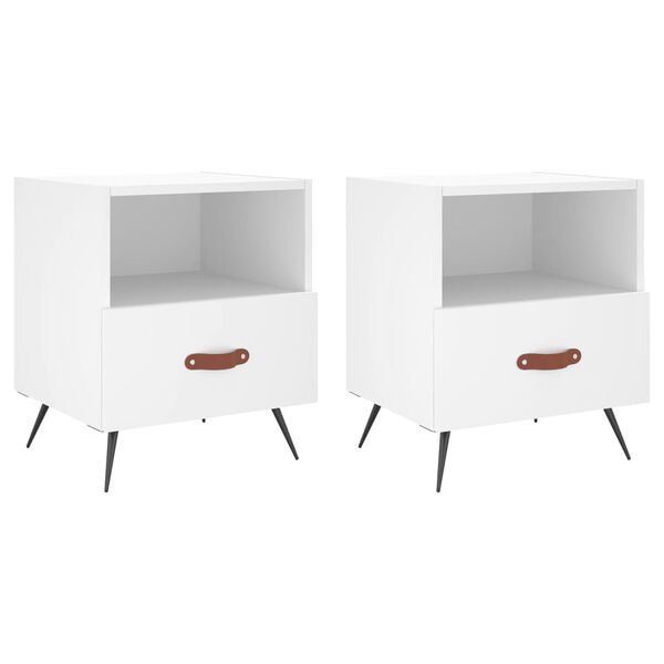 vidaXL Bedside Cabinets 2 pcs White 40x35x47.5 cm Engineered Wood