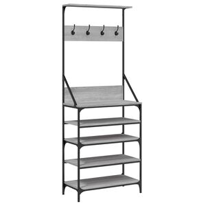 vidaXL Clothes Rack with Shoe Storage Grey Sonoma 70x34x184 cm