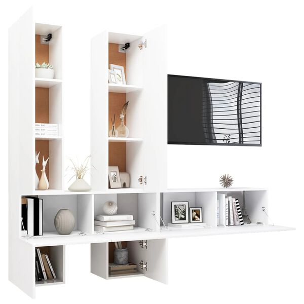 vidaXL 6 Piece TV Cabinet Set White Engineered Wood