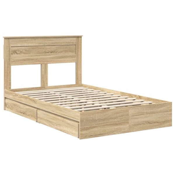 vidaXL Storage Bed with Drawer Sonoma Oak 120 x 190 cm Engineered Wood