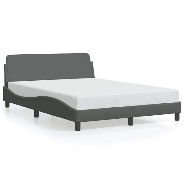 vidaXL Bed Frame "Dover" Dark Grey 135x190 cm Double Fabric