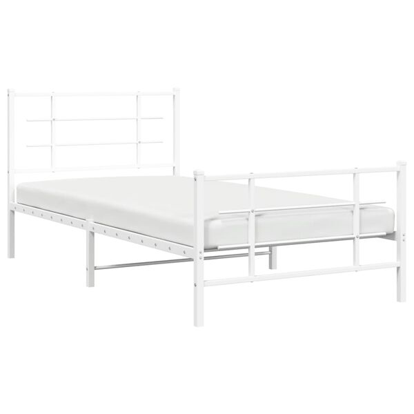 vidaXL Metal Bed Frame without Mattress with Footboard White 107x203cm