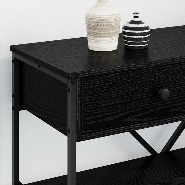 vidaXL Console Table with Drawer Black Oak 100 x 34.5 x 75 cm Wood