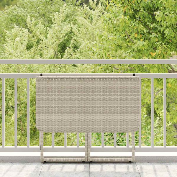 vidaXL Folding Garden Table Light Grey 90x51x75 cm Poly Rattan