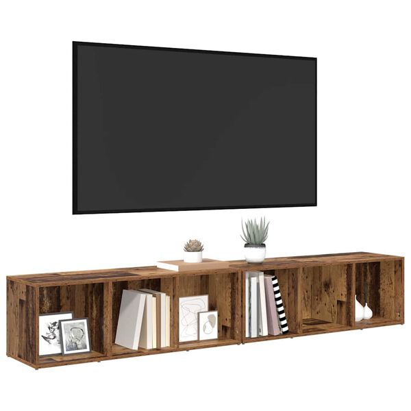 vidaXL TV Cabinet Set 2 pcs Old Wood 37 x 35 x 107cm Engineered Wood