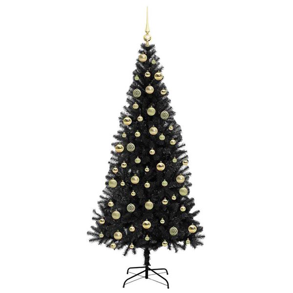 vidaXL Christmas Tree with 300 LEDs with Stand Black 210 cm PVC