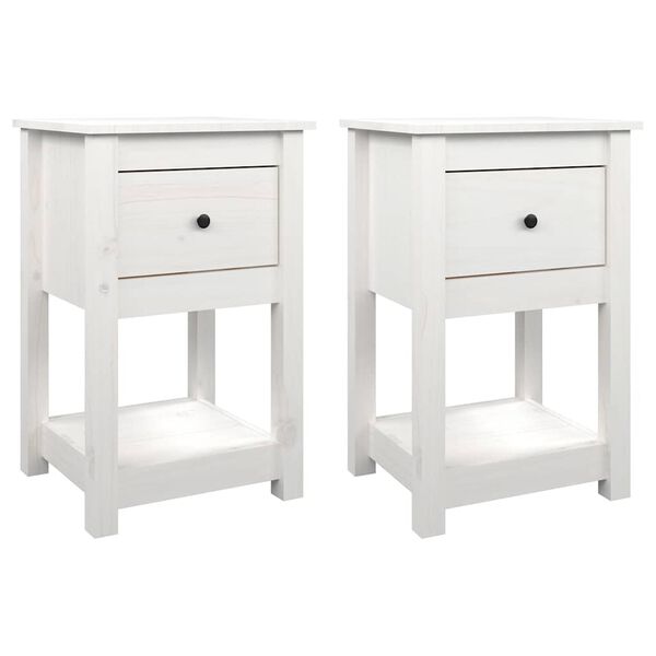 vidaXL Bedside Cabinets 2 pcs White 40x35x61.5 cm Solid Wood Pine
