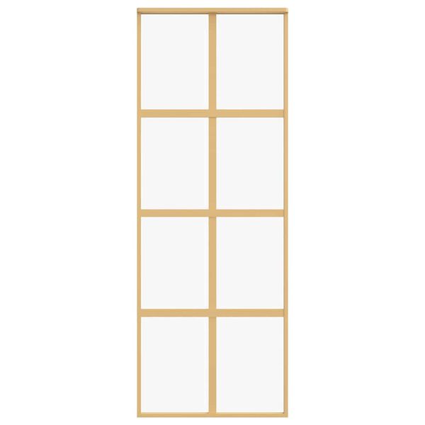 vidaXL Sliding Door Gold 76x205 cm Clear ESG Glass and Aluminium