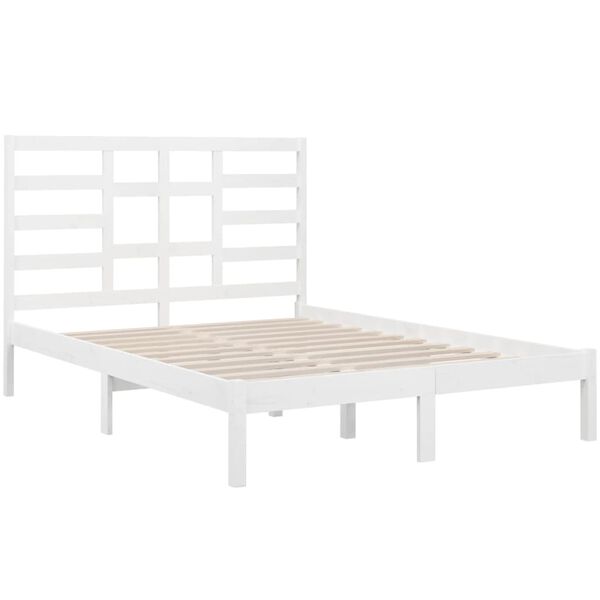 vidaXL Bed Frame without Mattress White Solid Wood 120x200 cm