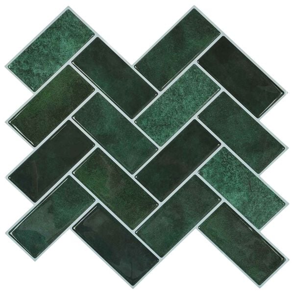 vidaXL Herringbone Tile 50 pcs Dark Green 30 x 30 cm