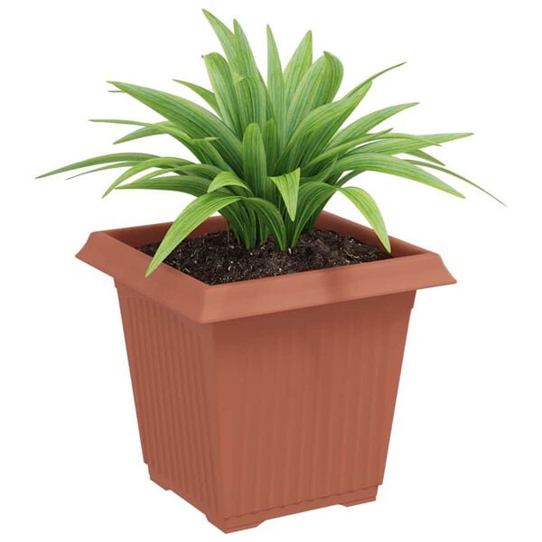 vidaXL Square Flower Pot 6 pcs Brick Red 16 x 16 x 14 cm Plastic