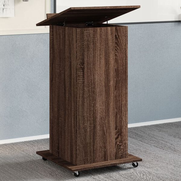 vidaXL Lectern with Wheels & Drawer Brown Oak 55x55x107 cm Engineered Wood