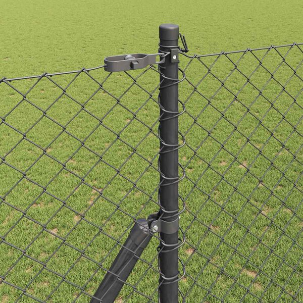 vidaXL Fence Post Grey 10 x 1.6 m (40 x 40 mm mesh) Steel and PVC