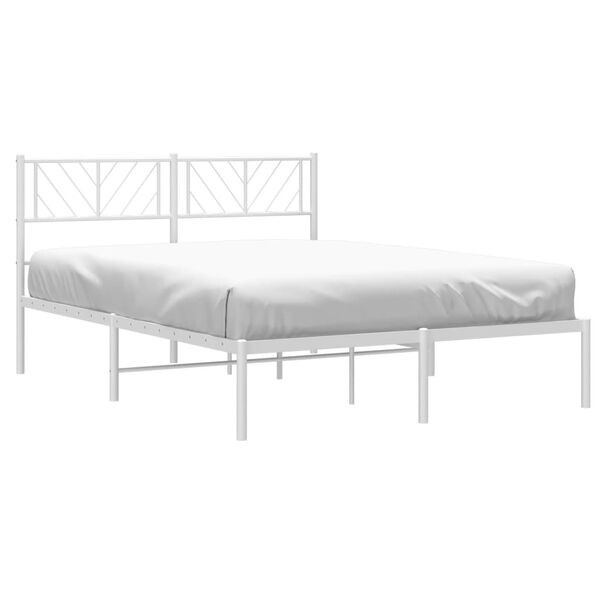 vidaXL Metal Bed Frame without Mattress with Headboard White 140x200cm