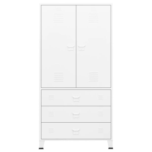 vidaXL Industrial Wardrobe White 90x50x180 cm Metal