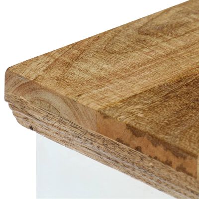 vidaXL Nightstand White and Brown 40x30x50 cm Solid Rough Mango Wood