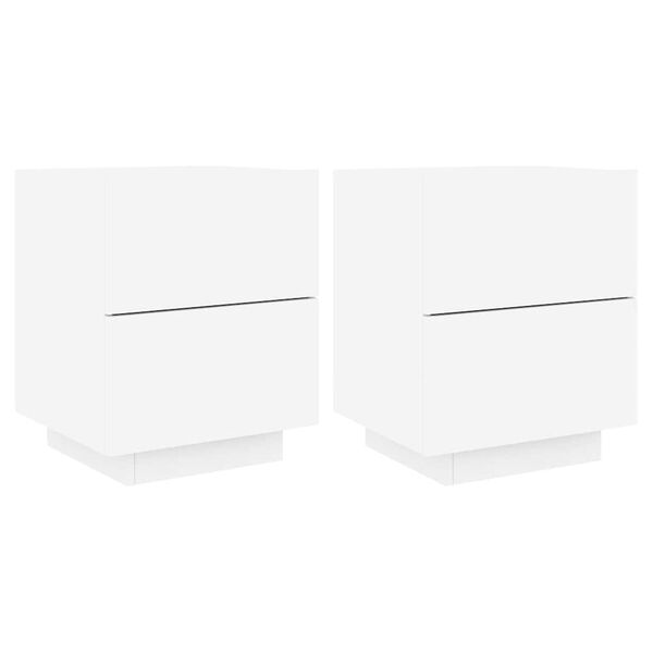 vidaXL Bedside Cabinets with LED Lights 2 pcs White Engineered Wood
