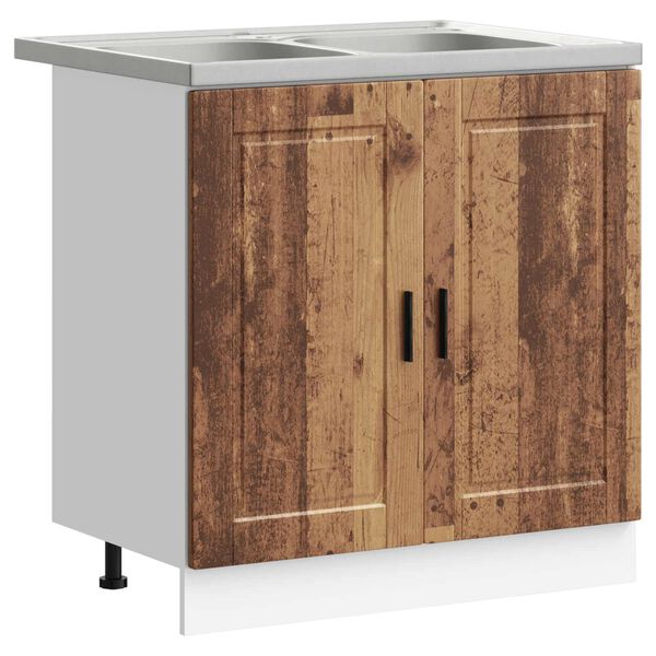 vidaXL Sink Base Cabinet with Door Porto 2 pcs Brown Engineered wood