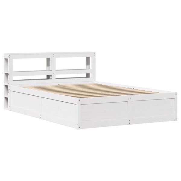 vidaXL Bed Frame with Headboard White 140x190 cm Solid Wood Pine