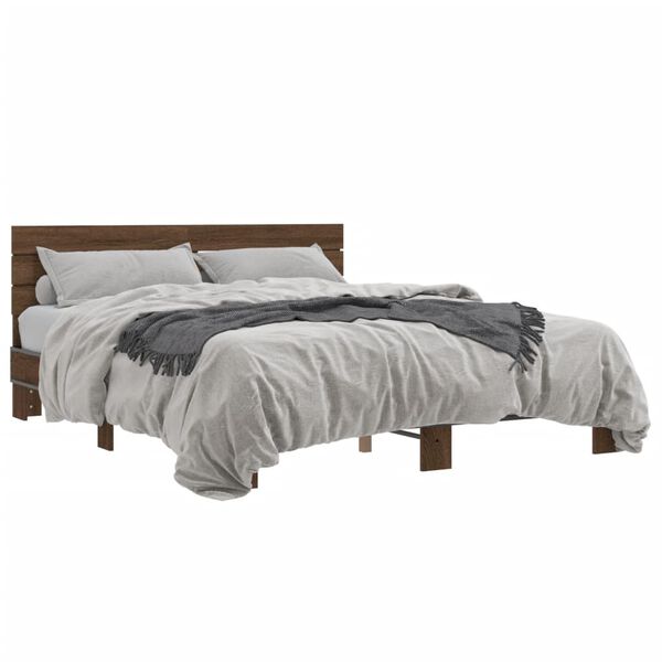 vidaXL Bed Frame without Mattress Brown Oak 150x200 cm King Size