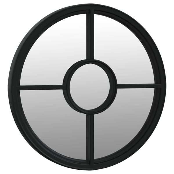 vidaXL Garden Mirror Black 60x4 cm Iron Round for Outdoor Use