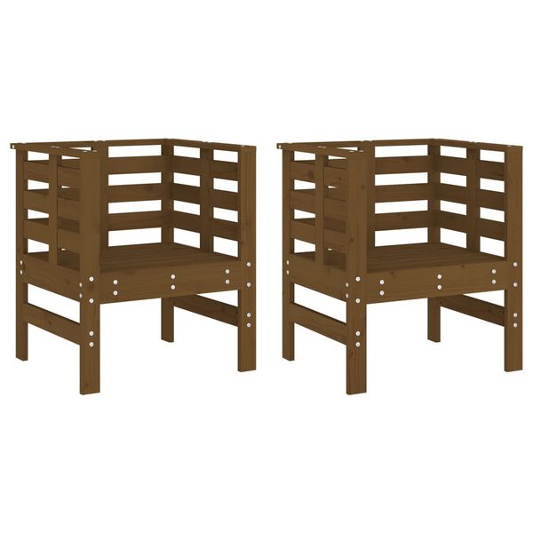 vidaXL Garden Chairs 2 pcs Honey Brown 61.5x53x71 cm Solid Wood Pine