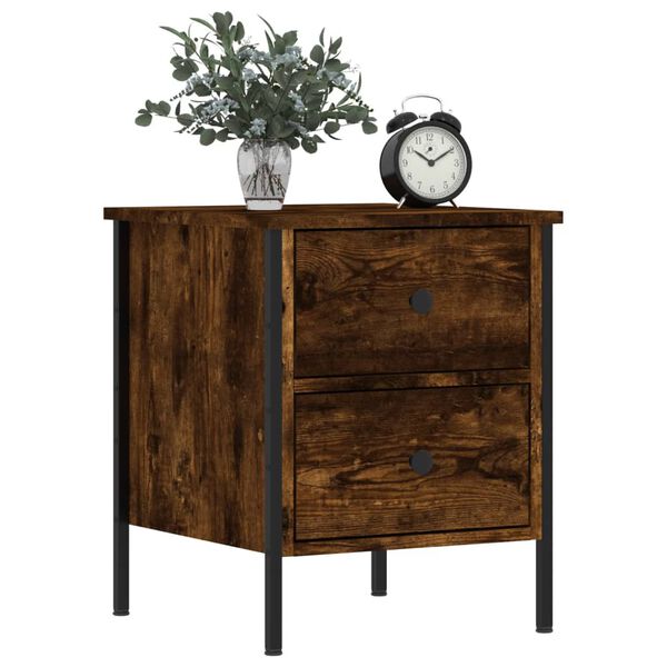 vidaXL Bedside Cabinet Smoked Oak 40x42x50 cm Engineered Wood