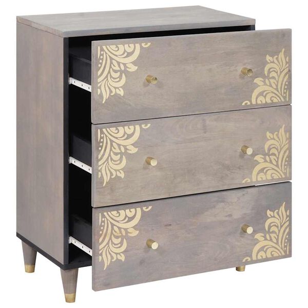 vidaXL Sideboard Grey and Gold 60 x 33 x 75 cm Solid Mango Wood