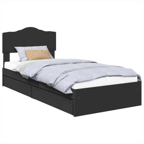 vidaXL Storage Bed with Headboard Black 70 x 190 cm Engineered Wood