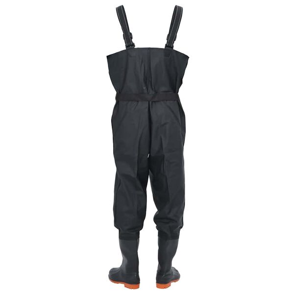 vidaXL Chest Waders with Boots and Belt Black Size 41