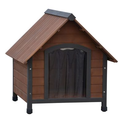 @Pet Dog House with Plastic Flaps Rustique Brown 102x82x87 cm