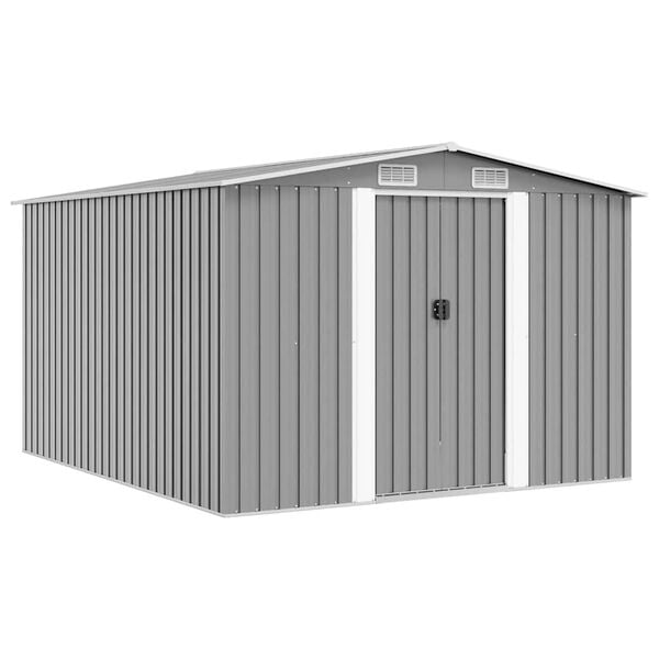 vidaXL Garden Shed 257x298x178 cm Metal Grey