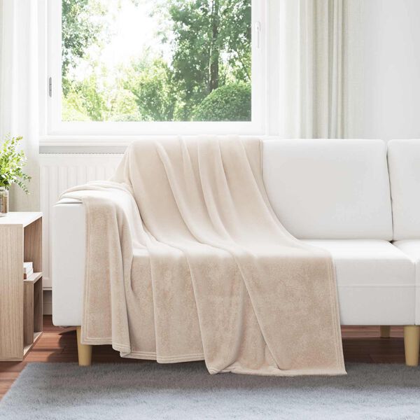 vidaXL Throw Blanket Beige 150 x 200 cm Fleece