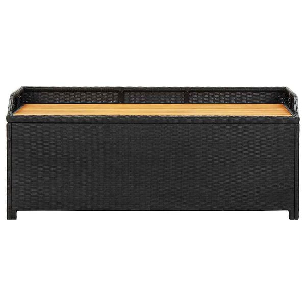 vidaXL Storage Bench Black 100x50x52 cm Poly Rattan and Acacia Wood