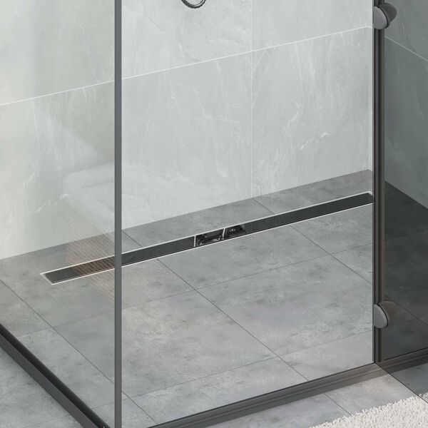 vidaXL Shower Drain Glass Cover with 360&deg; Siphon Black 100 cm