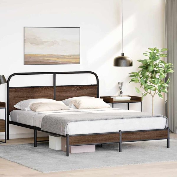 vidaXL Bed Frame without Mattress 160x200 cm Brown Oak Engineered Wood