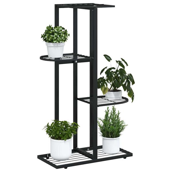 vidaXL 4-Floor Flower Stand 43x22x76 cm Black Metal
