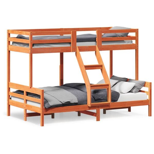 vidaXL Bunk Bed without Mattress 80x200/120x200 cm Wax Brown Solid Wood