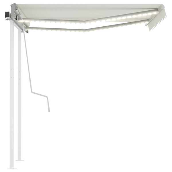 vidaXL Manual Retractable Awning with LED 3x2.5 m Cream