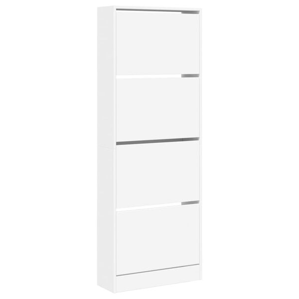 vidaXL Shoe Cabinet White 60x21x163.5 cm Engineered Wood