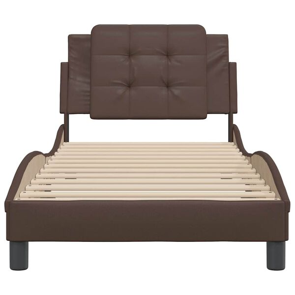 vidaXL Bed Frame without Mattress "Zadar" Brown 90x190 cm Single Faux Leather