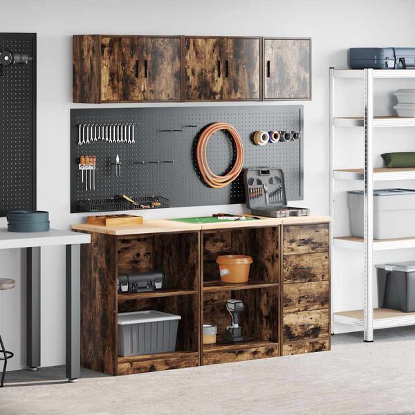 vidaXL Garage Cabinets 6 pcs Smoked Oak Engineered Wood