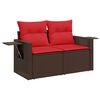 vidaXL 7 Piece Garden Sofa Set with Cushions Brown Poly Rattan Acacia