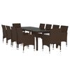 vidaXL 11 Piece Garden Dining Set Poly Rattan Brown