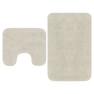 vidaXL Bath Mat Set | White | 100% Cotton | 63 cm x 93 cm | Non-slip