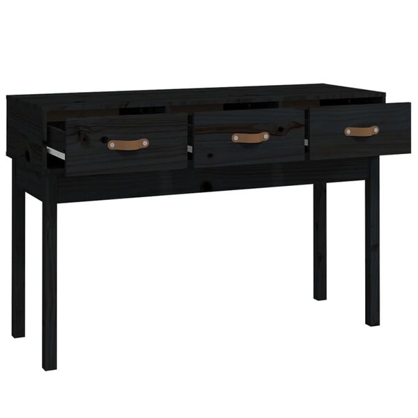 vidaXL Console Table Black 114x40x75 cm Solid Wood Pine