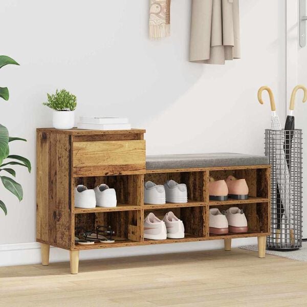vidaXL Shoe Cabinet Old Wood 102 x 36 x 60 cm Engineered Wood